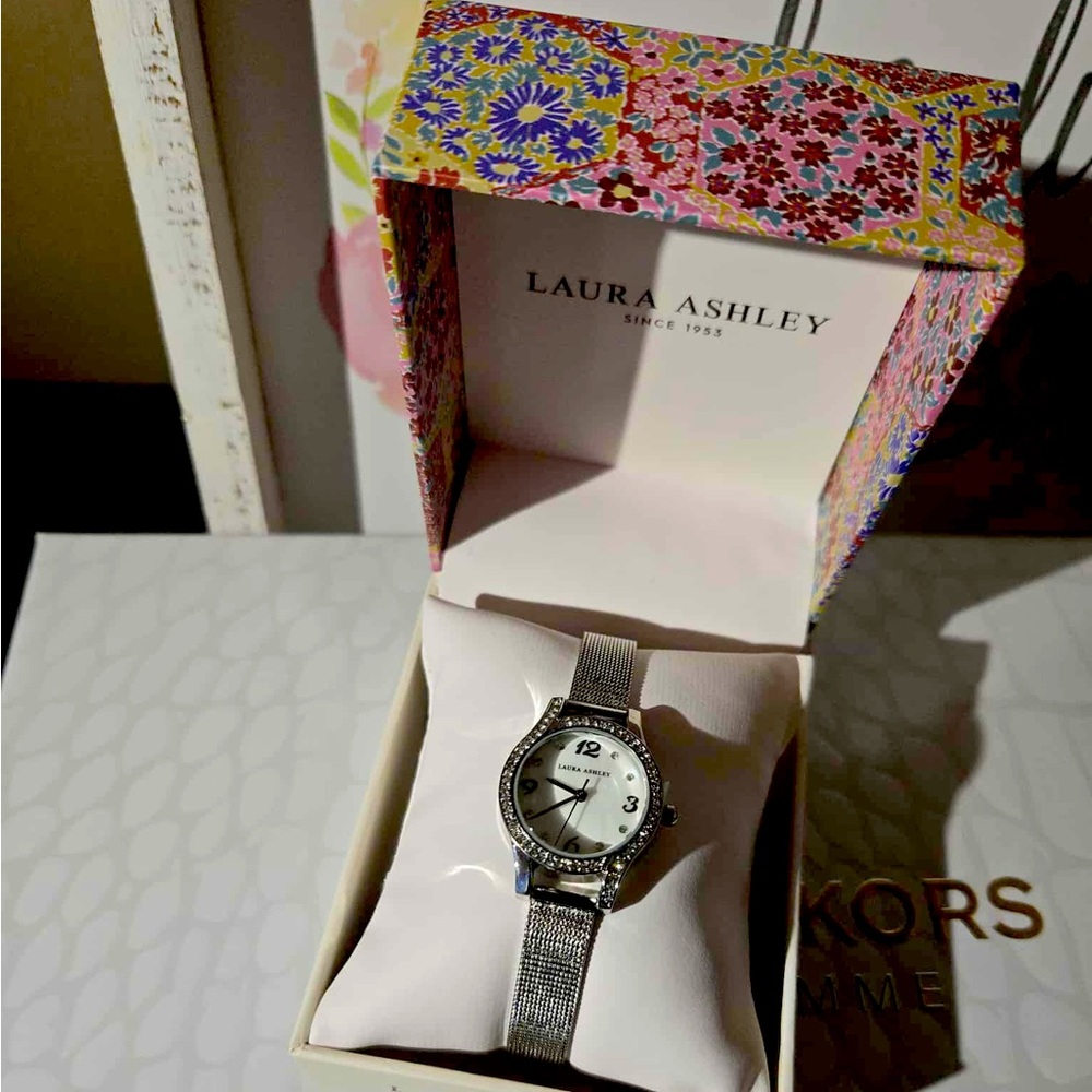 Laura Ashley Silver Mesh Band Watch